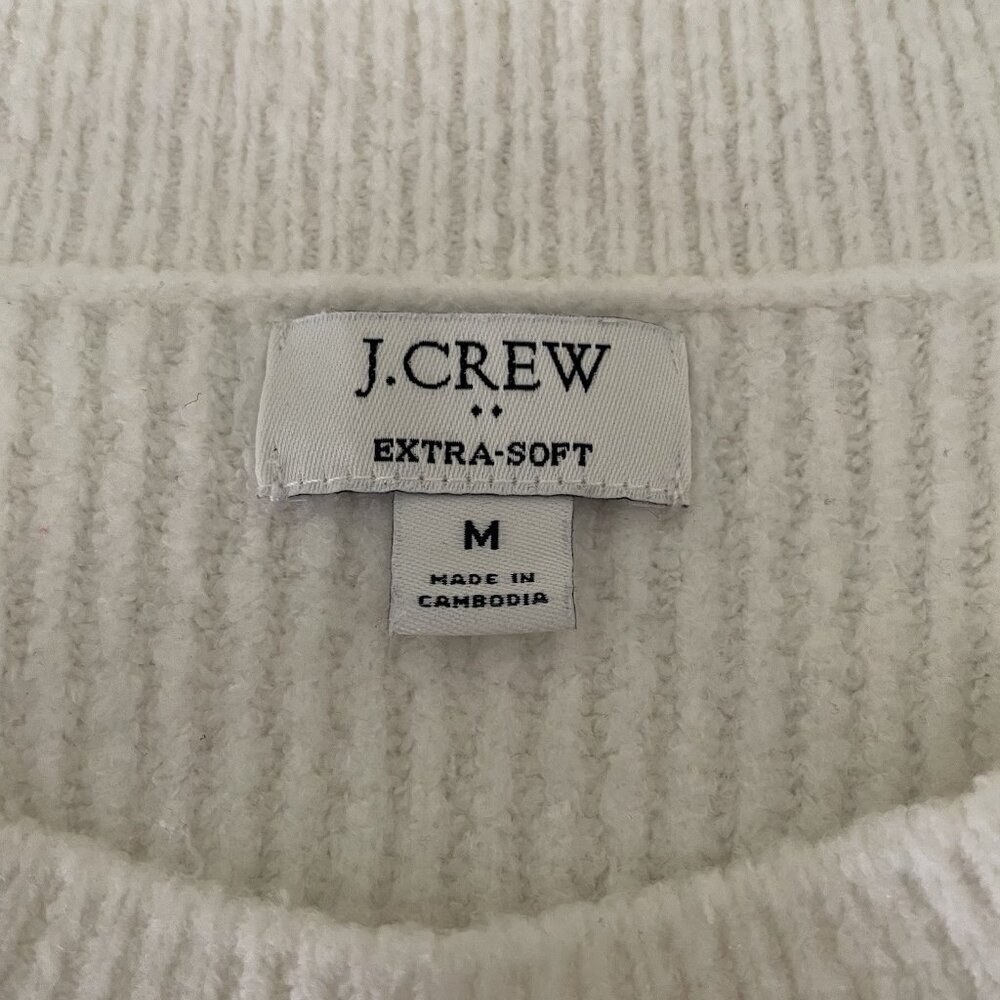J.Crew Women's Ribbed Boyfriend Crewneck Sweater Ivory Extra Soft Preppy M - Picture 3 of 6